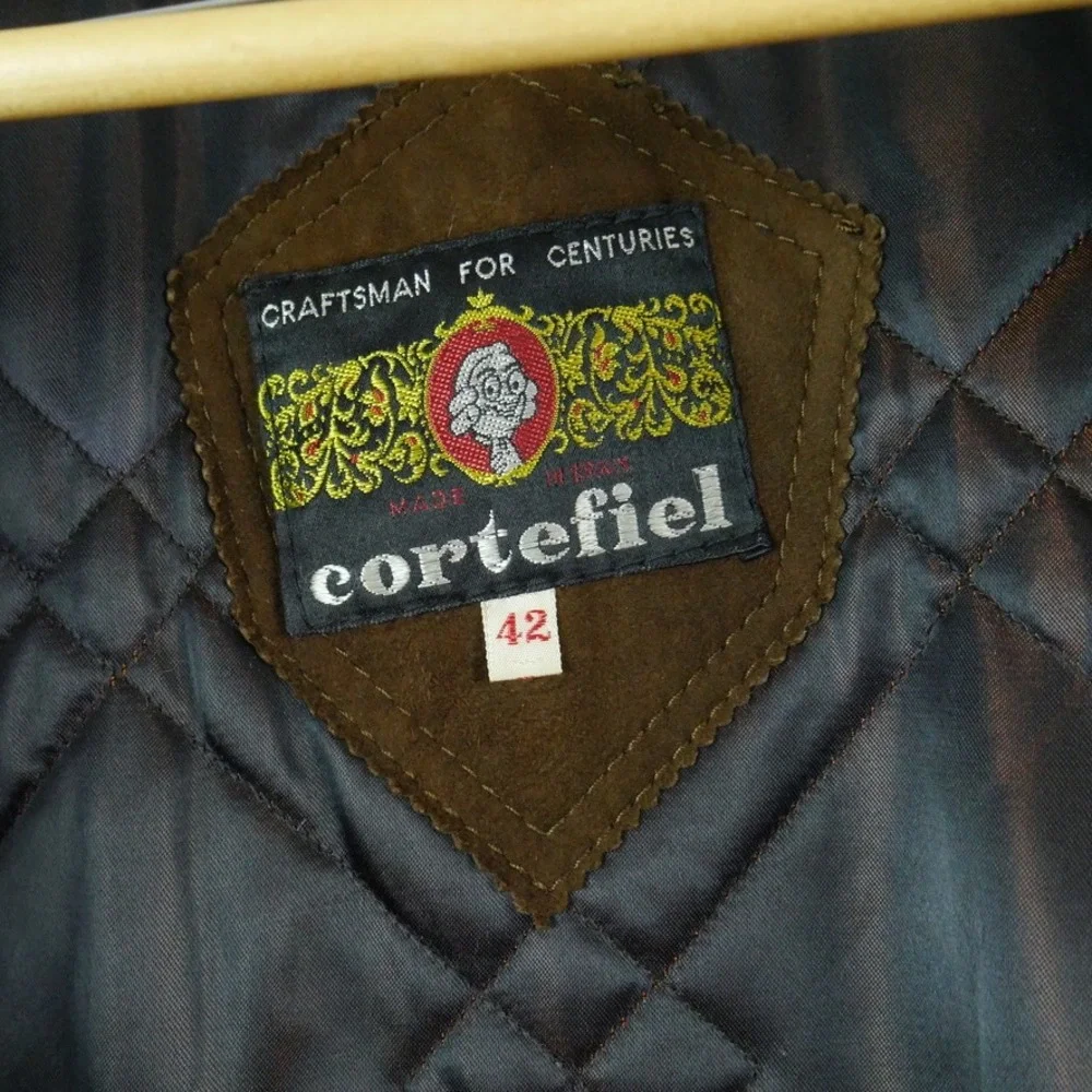 Vintage Cortefiel Corduroy Shooting Jacket Brown Suede Patch Hunting Coat 42